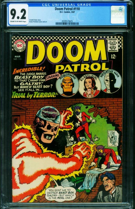 DOOM PATROL #110 CGC 9.2 1967 DC Comic Book 2039573025 