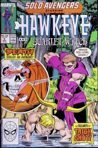 SOLO AVENGERS Comic 5 — Hawkeye & Scarlet Witch — 1988 Marvel Universe VF+ Cond