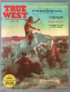 True West 8/1959-Western-Indian buffalo hunt-Sam Houston-VG