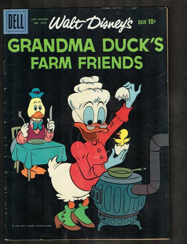 Four Color #1073 ~ Grandma Duck's Farm Friends / Barks CVR art  ~ 1960 (4.5) WH