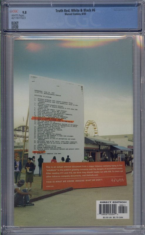 TRUTH RED WHITE & BLACK #6 CGC 9.8 KYLE BAKER 1023