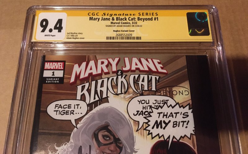 1ST TEAM-UP Mary Jane/Black Cat Beyond #1 SIGNED 1:50 Hughes variant CGC 9.4 NM