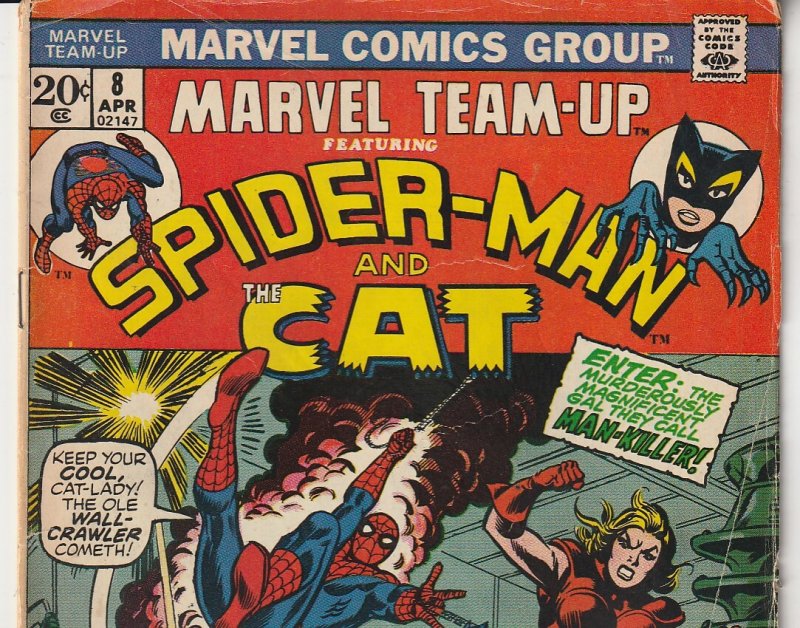 Marvel Team Up(vol. 1) # 8 Spiderman meets The Cat ! | Comic Books