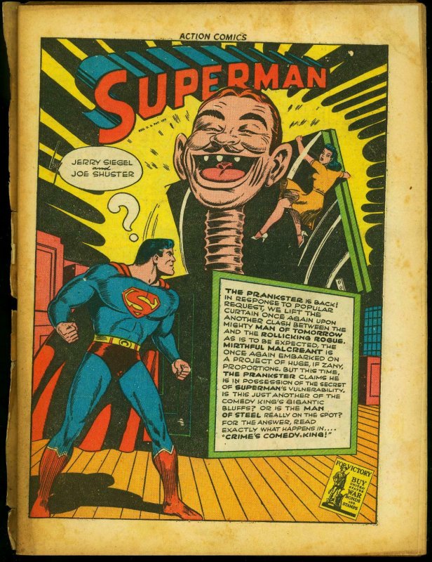 Action Comics #57 1943- Superman- Prankster- Congo Bill reading copy