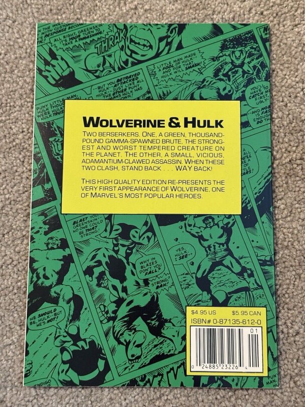 MARVEL COMICS WOLVERINE BATTLES THE INCREDIBLE HULK TRADE PAPERBACK 1989