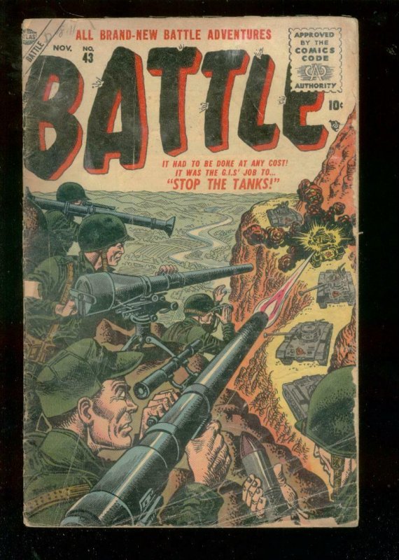 BATTLE COMICS #43 1957-ATLAS-CIVIL WAR-KOREA-GENE COLAN G/VG