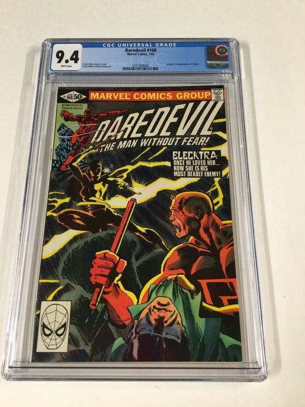 Daredevil 168 Cgc 9.4 White Pages Marvel 1st Elektra