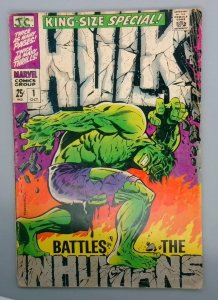 Incredible Hulk Annual #1 VG- Bottom front cover split, Marvel 1968 JR1
