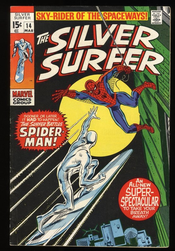 Silver Surfer #14 FN+ 6.5  Appearance of Amazing Spider-Man!