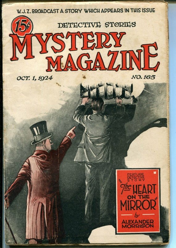 MYSTERY MAGAZINE 10/1/1924-SKELETON-GHOST-CRIME PULP-vg 