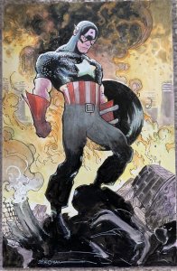 Original LARRY STROMAN CAPTAIN AMERICA Painted Comic Art Sketch!