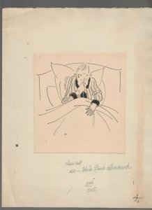 GET WELL SOON Black & White  Man Blowing Nose 7x8 Greeting Card Art #594