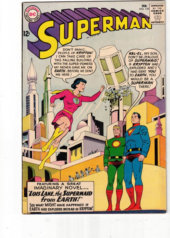 Superman #159 (1963) Lois Lane Supermaid from Earth! VF/NM High-Grade Utah CERT!