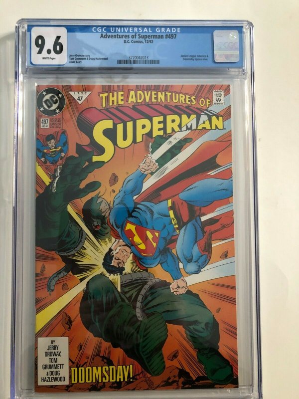 ADVENTURES OF SUPERMAN  #497 CBCS 9.6 WHITE PAGES 12/92 DC