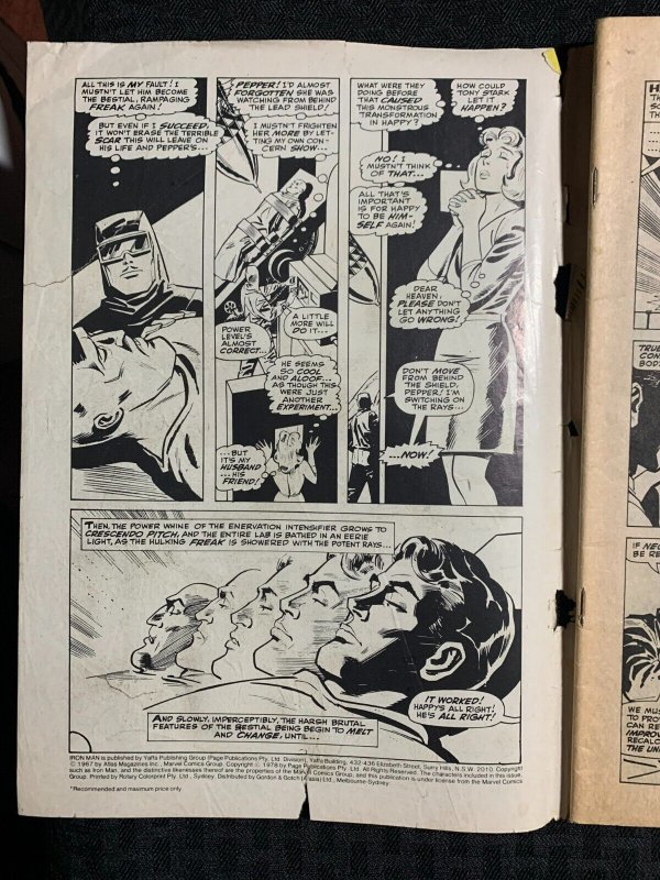 1978 THE INVINCIBLE IRON MAN Yaffa Comics #2 P/G 1.8 Cover Detached