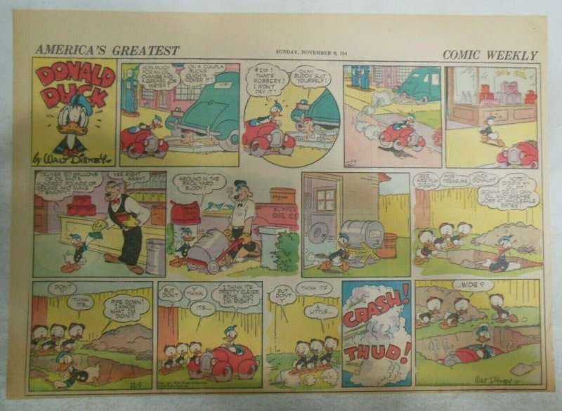 Donald Duck Sunday Page by Walt Disney from 11/9/1941 Half Page Size