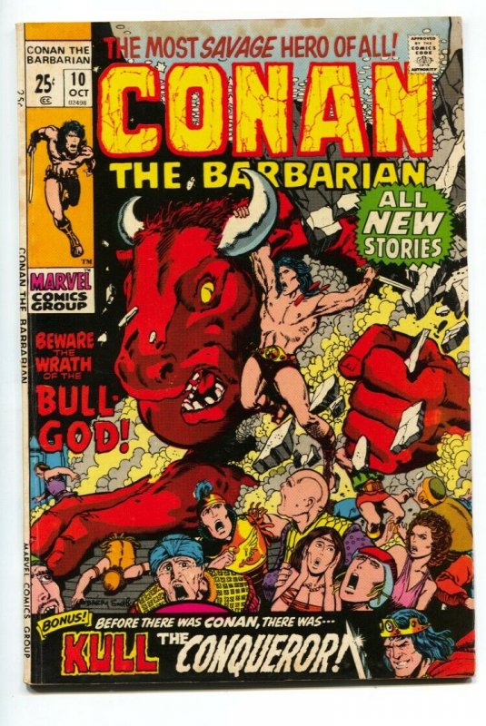 CONAN THE BARBARIAN #10 comic book-GIANT-WRATH OF THE BULL GOD VG+