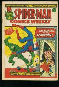 SPIDER-MAN COMICS WEEKLY #14 1973-STEVE DITKO-JACK KIRBY-BRITISH-SCORPION FN