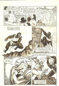 Planet of the Apes: Ape City #14 p.10 - Fighting Scene - 1990 art by M.C. Wyman