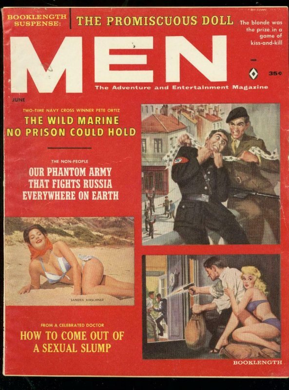 MEN MAG-6/1961-SANDRA KIRSCHNER-NAZI COVER-COPELAND ART FN 