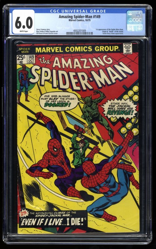 Amazing Spider-Man #149 CGC FN 6.0 White Pages Jackal! 1st Spider Clone!