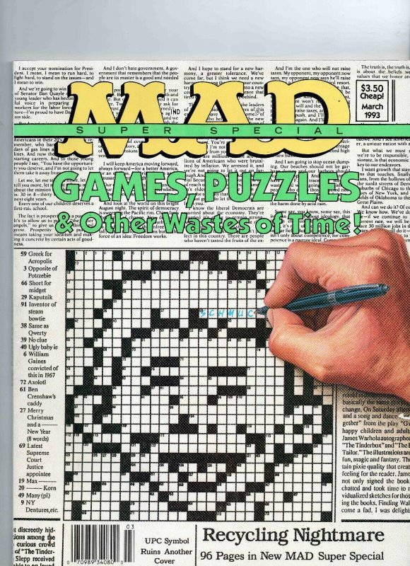 VINTAGE 1993 Mad Magazine Super Special Games Puzzles & Other