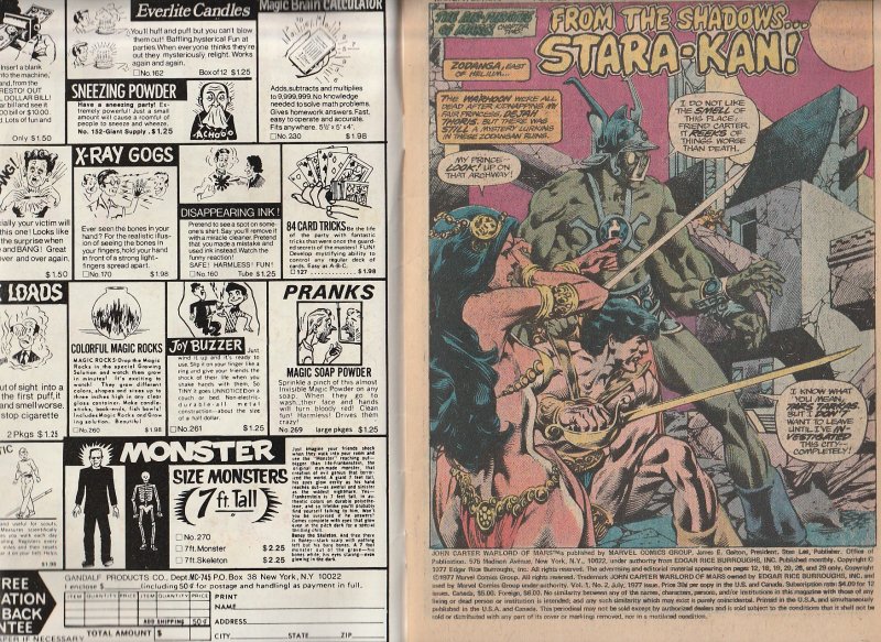 John Carter Warlord of Mars(Marvel) # 2