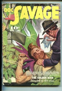 Doc Savage Pulp April 1941- Golden Man- Bill Barnes VG-