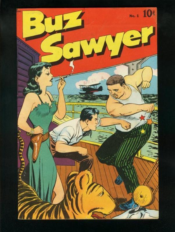 BUZ SAWYER COMICS #1 1948-ROY CRANE-TIGER COVER-RARE very fine minus VF-