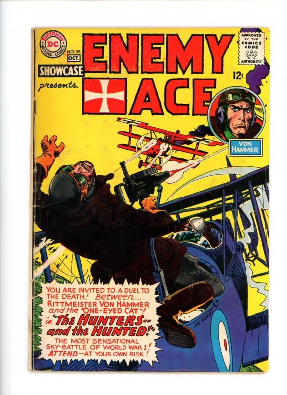 Showcase #58  1965  VG   Enemy Ace!  Joe Kubert Cover and Art!