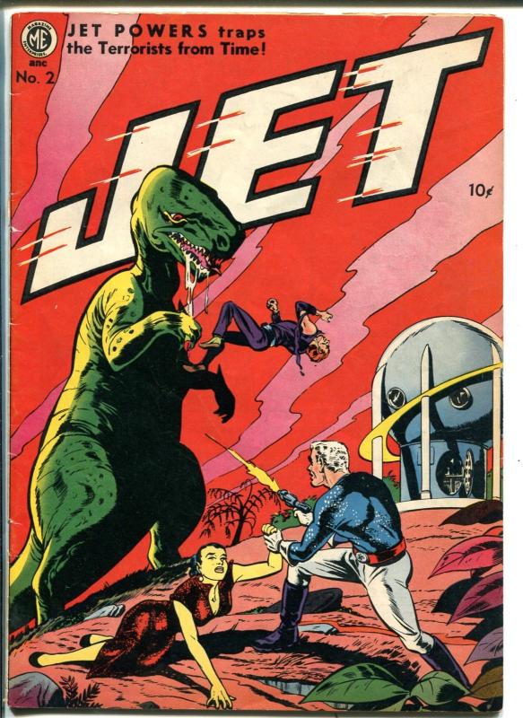 Jet #2 1951-ME-Space Ace-robot-dinosaur-Bob Powell-rockets-apes-Oriental-VG+