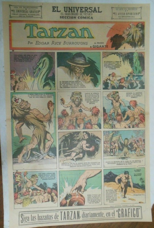 Tarzan Sunday Page #587 Burne Hogarth from 6/7/1942 in Spanish ! Full Page Size