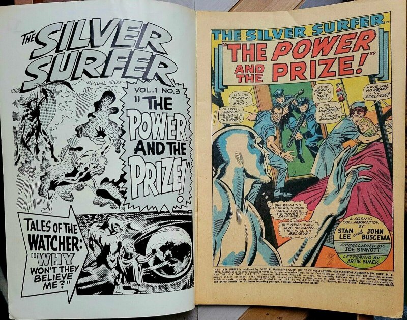 THE SILVER SURFER #3 VG 4.0 Marvel 1968 KEY 1st App MEPHISTO Buscema Art WATCHER