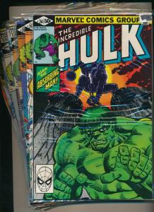 Marvel Comics Lot of 9-THE INCREDIBLE HULK  #261-269 1981 F/VF (PF488) 