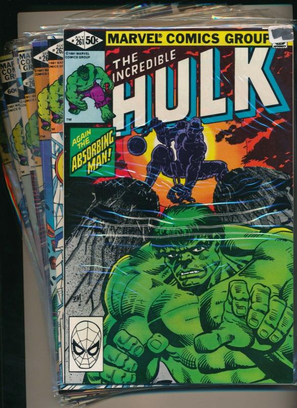 Marvel Comics Lot of 9-THE INCREDIBLE HULK  #261-269 1981 F/VF (PF488) 