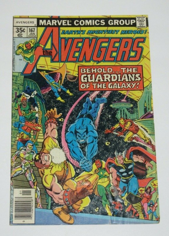 Avengers #167 Guardians of the Galaxy Appearance 1978 Marvel Comics VF