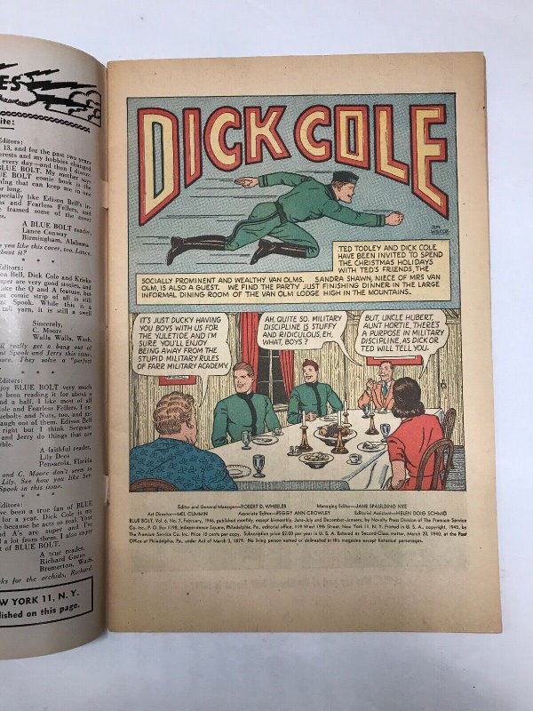 BLUE BOLT VOLUME 6 NUMBER 7 (1946 NOVELTY PRESS) GOLDEN AGE!