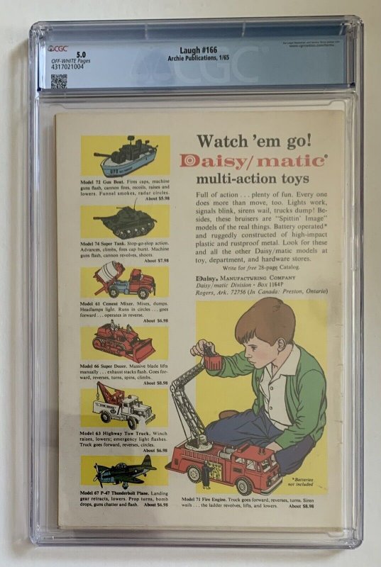 (1965) ARCHIE LAUGH COMICS #166 BEATLES Cover Appearance CGC 5.0