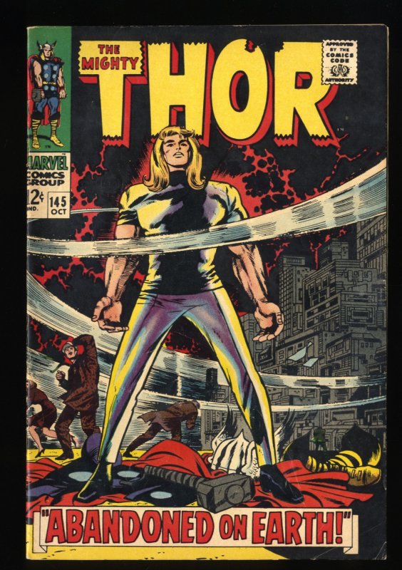 Thor #145 VG+ 4.5 White Pages Abandoned On Earth! Stan Lee! Jack Kirby Art!