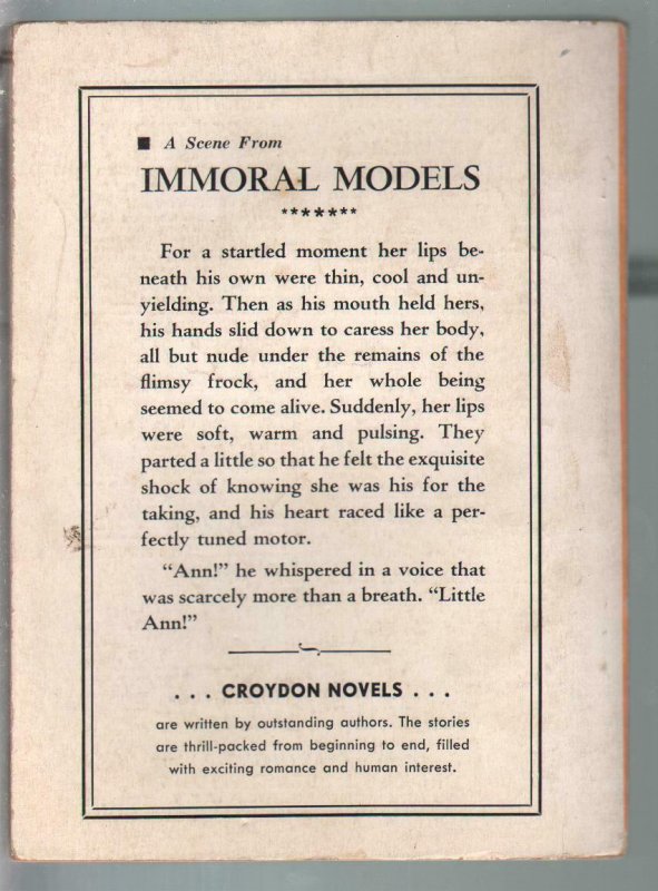 Croydon Books #26 1952-Immoral Models-Joan Sherman-spicy cover-VG