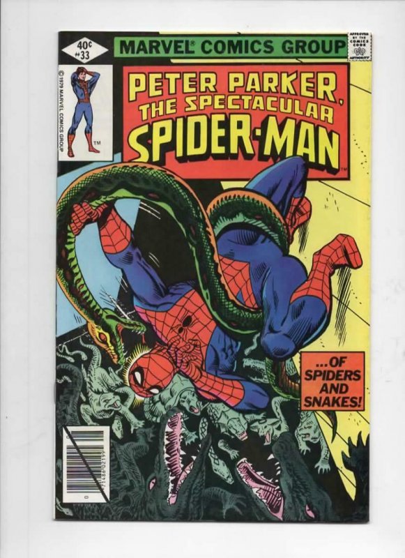 Peter Parker SPECTACULAR SPIDER-MAN #33 VF/NM, Iguana 1976 1979 more in store