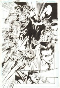 Trinity #45 p.4 - vs. Owlman, Superwoman, and Ultrama 2009 art by/signed Bagley