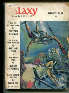 Galaxy 8/1959-pulp fun-Robert Silverberg-Wally Wood cover-P/FR