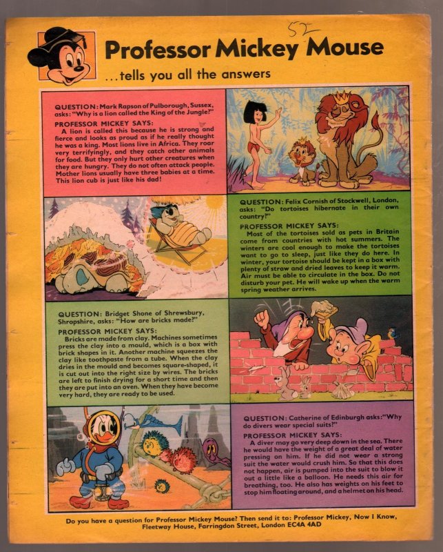 Walt Disney's Now I Know #24 1973-U.K.-Mickey Mouse-Pluto-G