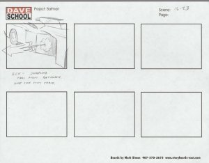 2004 LEGO BATMAN Storyboard Art by Mark Simon VF 8.0 Batmobile Scene 13-23
