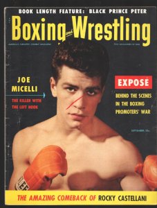 Boxing and Wrestling 9/1954-Joe Micelli-Rocky Castellani-Black Prince Peter