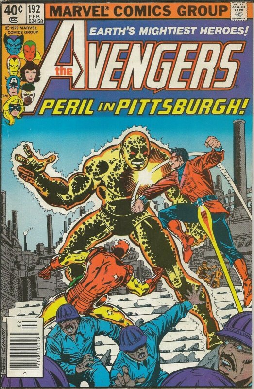 Avengers #192 ORIGINAL Vintage 1980 Marvel Comics Peril in Pittsburgh