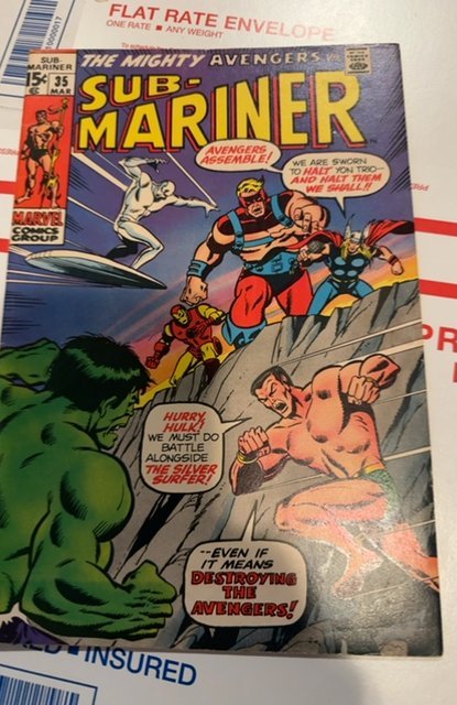 Sub-Mariner #35 (1971)hulk and submariner vs the Avengers