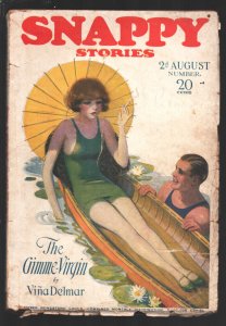 Snappy Stories 8/20/1925-Swimsuit girl smoking cigarette cover-Vina Delmar-Pe...