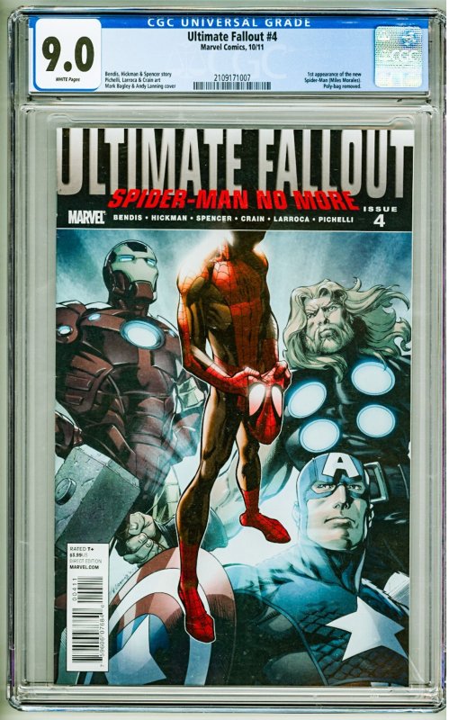 Ultimate Fallout #4 (2011) CGC 9.0! 1st Appearance of Miles Morales!